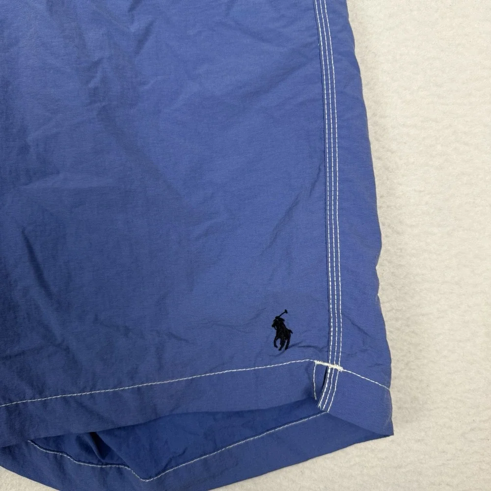 VTG 90s Polo Ralph Lauren Blue Cargo Swim Trunks Board Shorts Mens Medium‎ Mesh
